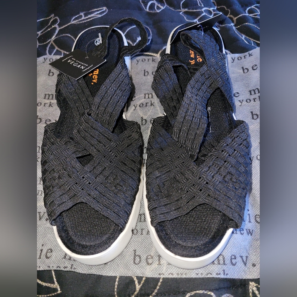 bernie mev. Black Woven Sandals